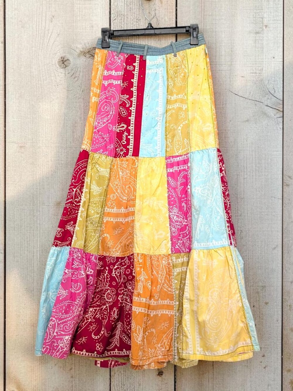 Oilily VTG 90s multicolor floral paisley patchwork fairy boho cottage skirt 36 S - Picture 2 of 11